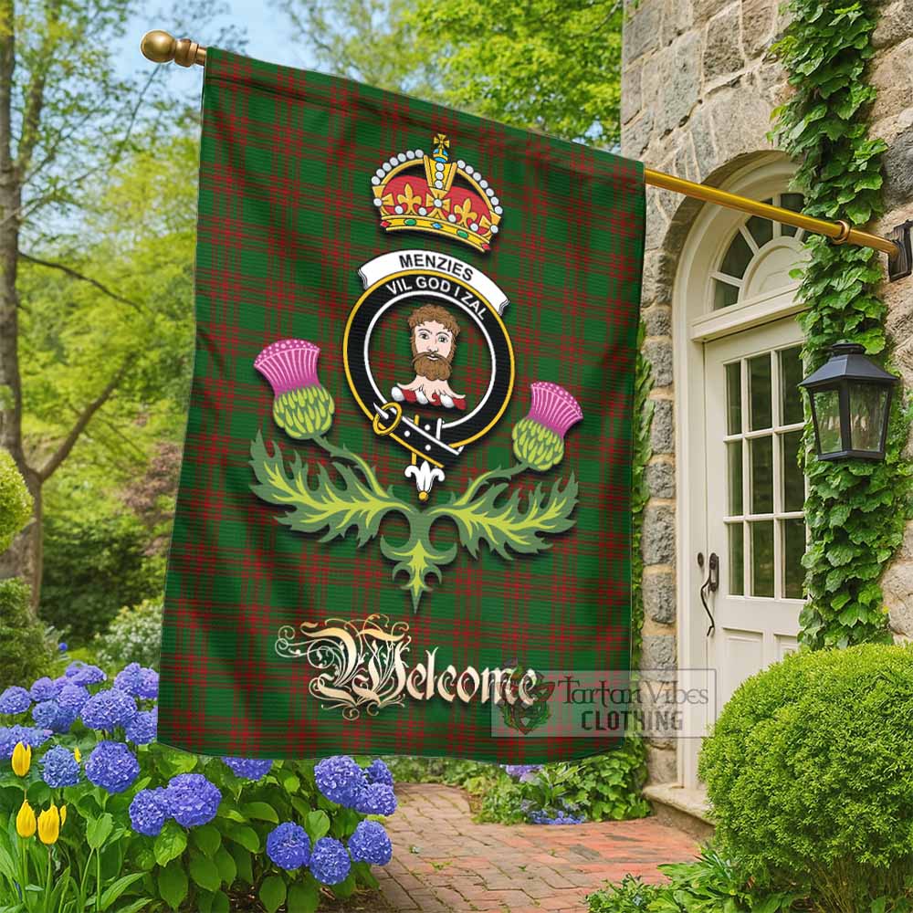 Menzies Tartan Family Crest Garden Flag Royal Thistle Welcome Style - Tartan Vibes Clothing