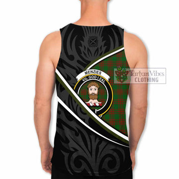 Menzies Tartan Family Crest Men Tank Top Celtic Scottish Thistle Floral
