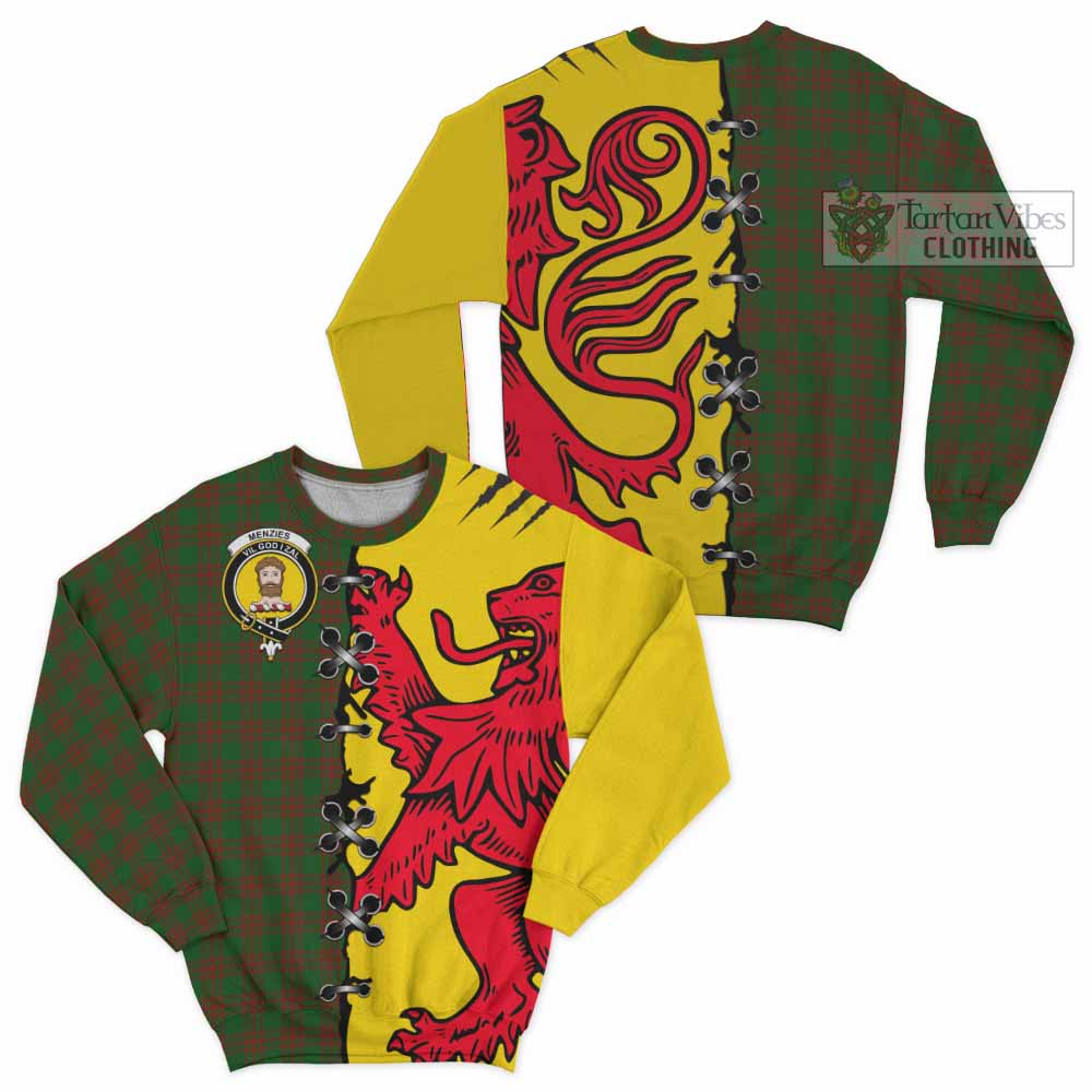 Menzies Tartan Family Crest Sweatshirt Lion Rampant Honor - Tartan Vibes Clothing