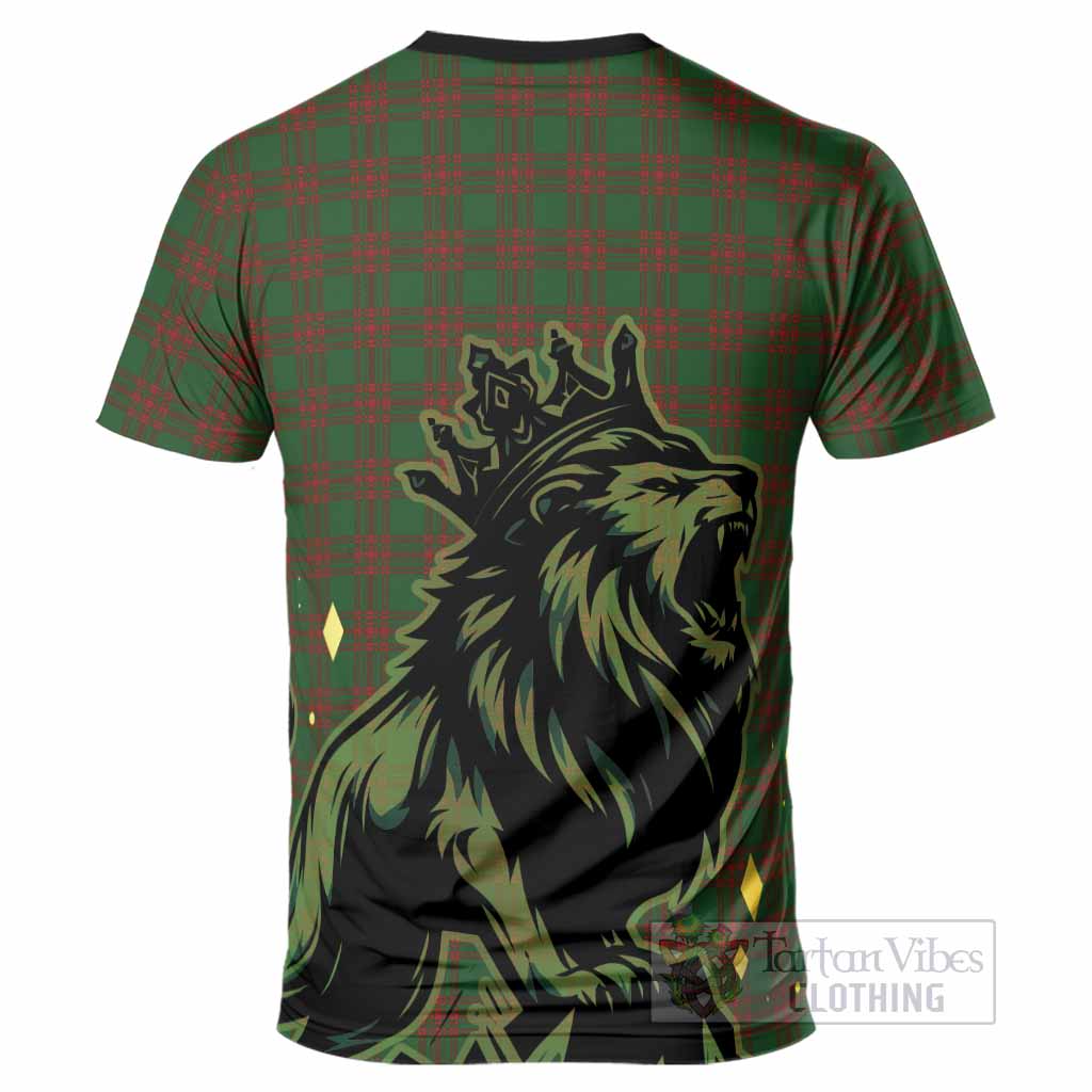 Menzies Tartan Family Crest T-Shirt Crowned Lion Roaring