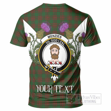 Menzies Tartan Family Crest T-Shirt Scottish Burns Night Thistle Floral