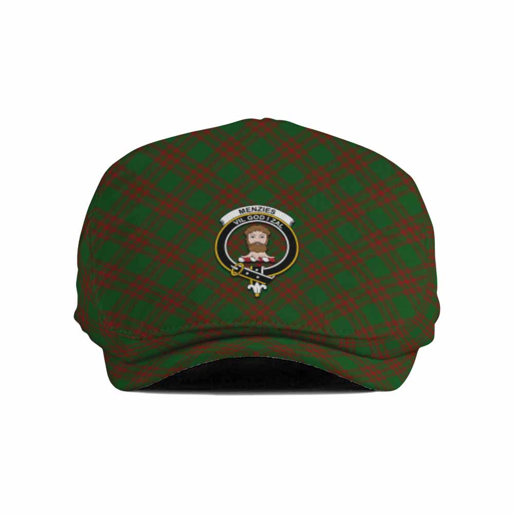 Menzies Tartan Flat Cap, Jeff Cap Cross Style with Family Crest - Tartan Vibes Clothing