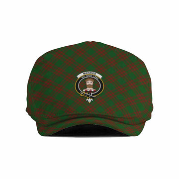 Menzies Tartan Flat Cap, Jeff Cap Cross Style with Family Crest