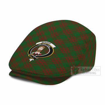 Menzies Tartan Flat Cap, Jeff Cap Cross Style with Family Crest