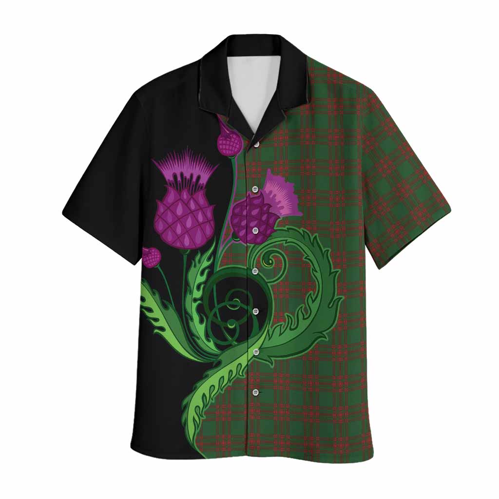 Menzies Tartan Hawaiian Shirt Traditional Scottish Thistle