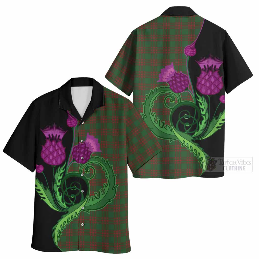 Menzies Tartan Hawaiian Shirt Traditional Scottish Thistle