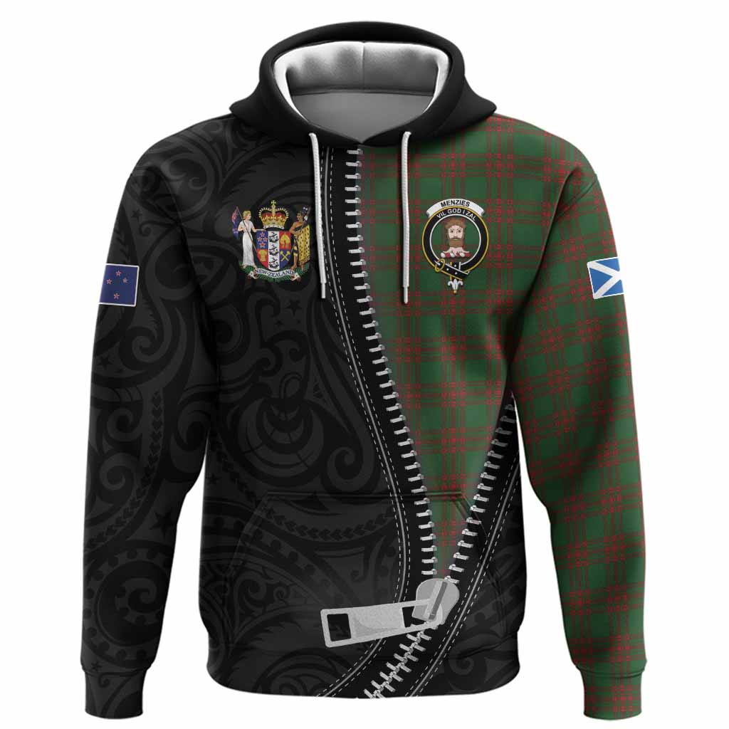Menzies Tartan Hoodie New Zealand Pattern Unique Zipper Stylized
