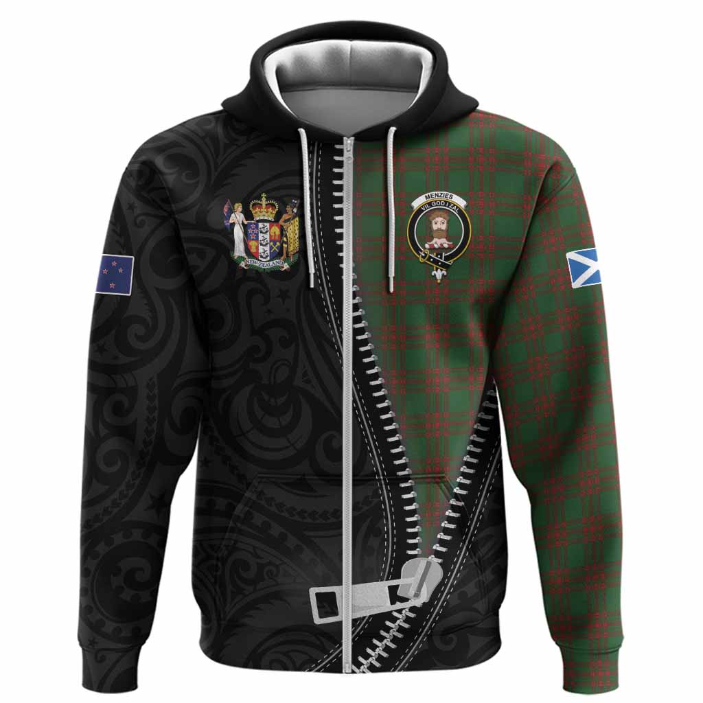 Menzies Tartan Hoodie New Zealand Pattern Unique Zipper Stylized