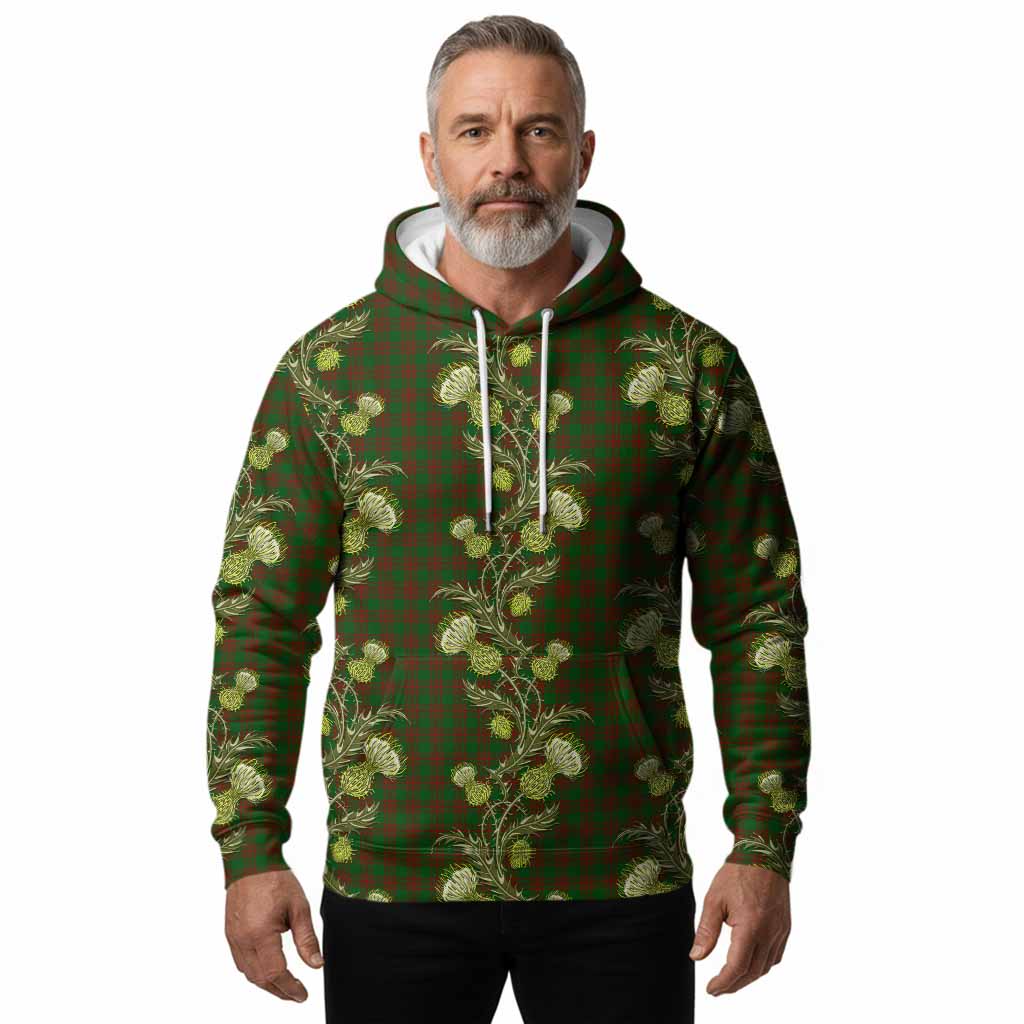 Menzies Tartan Hoodie Seamless Scottish Thistle Flowers