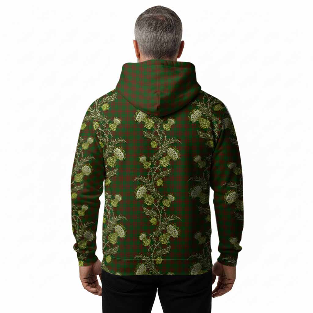 Menzies Tartan Hoodie Seamless Scottish Thistle Flowers