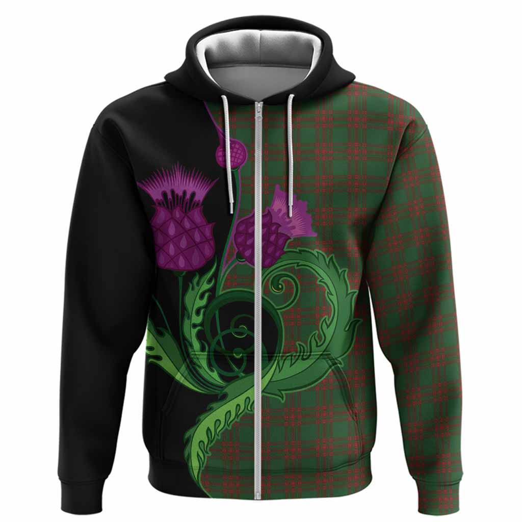 Menzies Tartan Hoodie Traditional Scottish Thistle