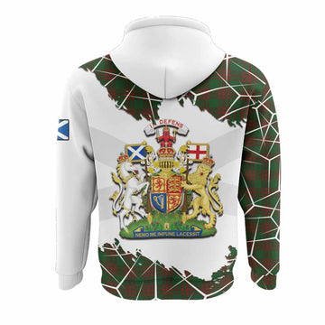 Menzies Tartan Hoodie with Family Crest and Lion Rampant Grunge Style
