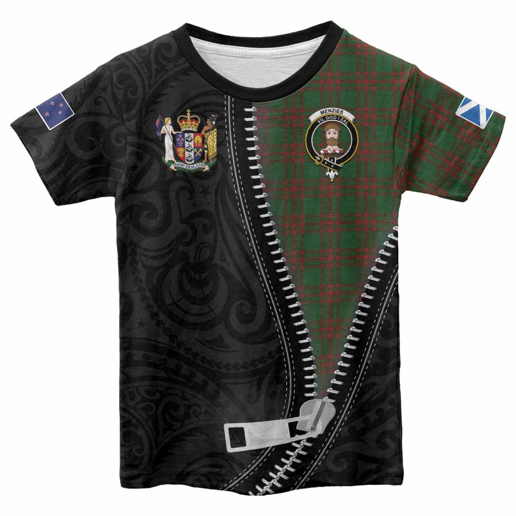 Menzies Tartan Kid T-shirt New Zealand Pattern Unique Zipper Stylized