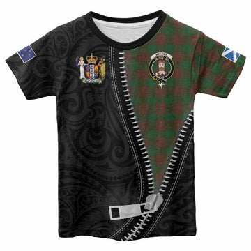 Menzies Tartan Kid T-shirt New Zealand Pattern Unique Zipper Stylized