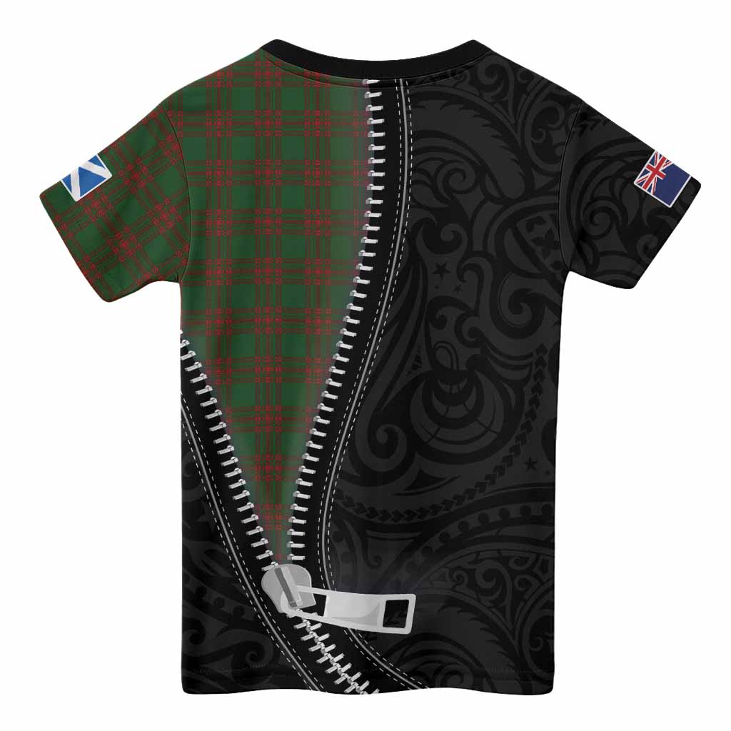 Menzies Tartan Kid T-shirt New Zealand Pattern Unique Zipper Stylized