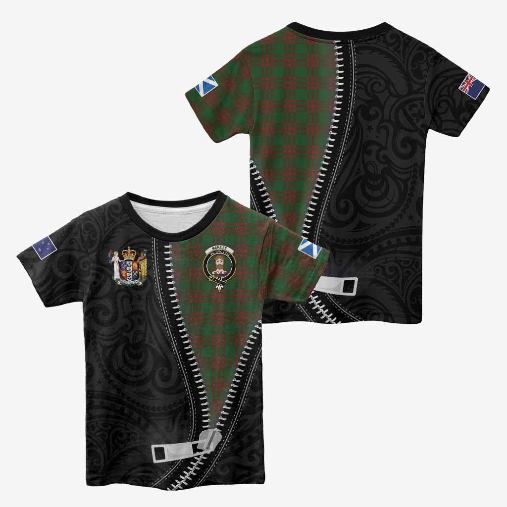 Menzies Tartan Kid T-shirt New Zealand Pattern Unique Zipper Stylized