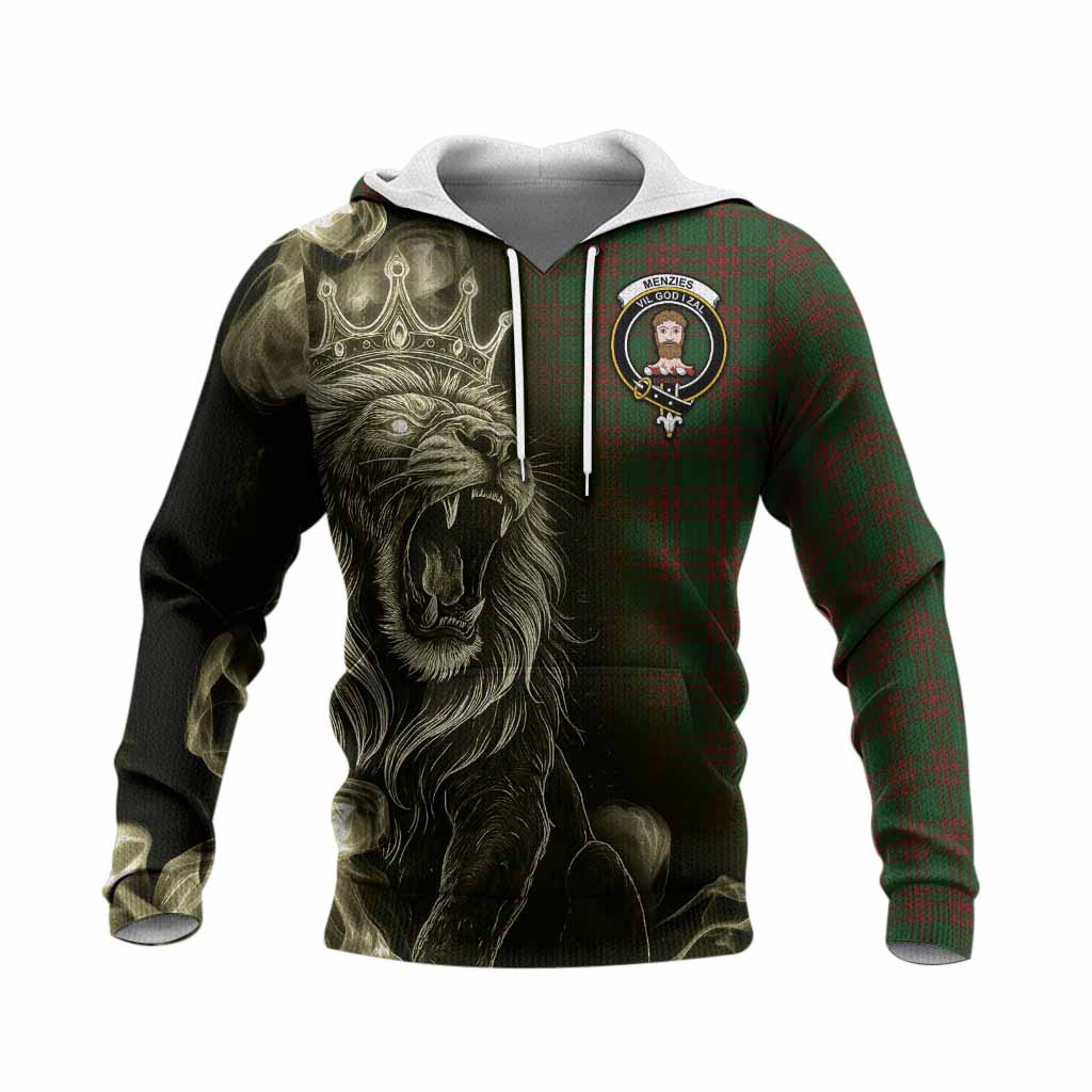 Menzies Tartan Knitted Hoodie Roaring Lion Heritage