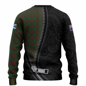Menzies Tartan Knitted Sweater New Zealand Pattern Unique Zipper Stylized