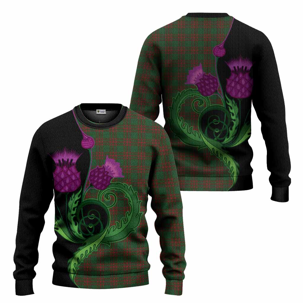Menzies Tartan Knitted Sweater Traditional Scottish Thistle