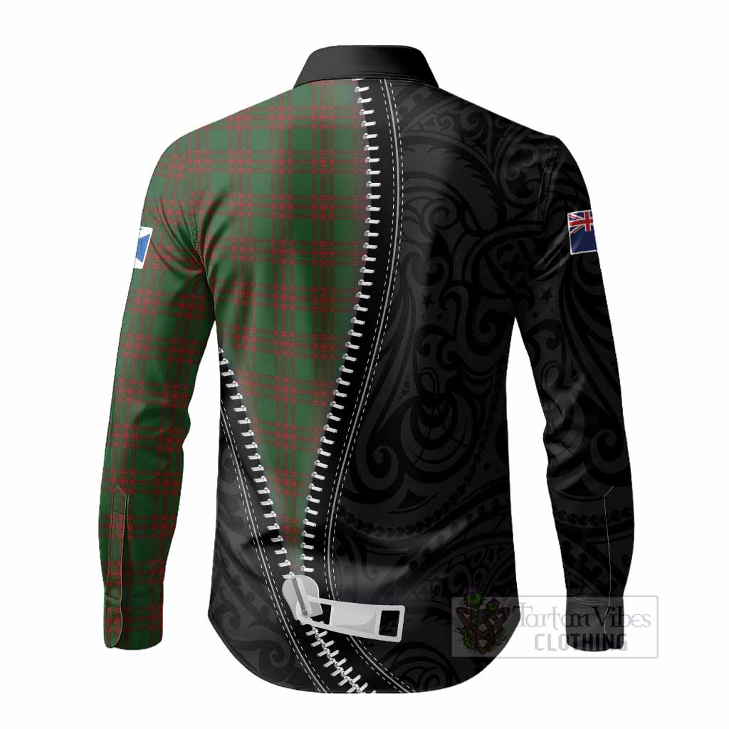 Menzies Tartan Long Sleeve Button Shirts New Zealand Pattern Unique Zipper Stylized