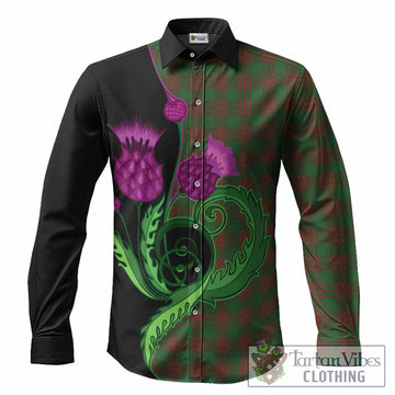 Menzies Tartan Long Sleeve Button Shirts Traditional Scottish Thistle
