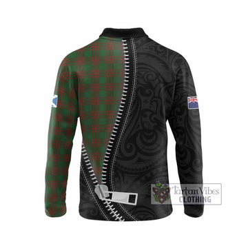 Menzies Tartan Long Sleeve Polo Shirt New Zealand Pattern Unique Zipper Stylized