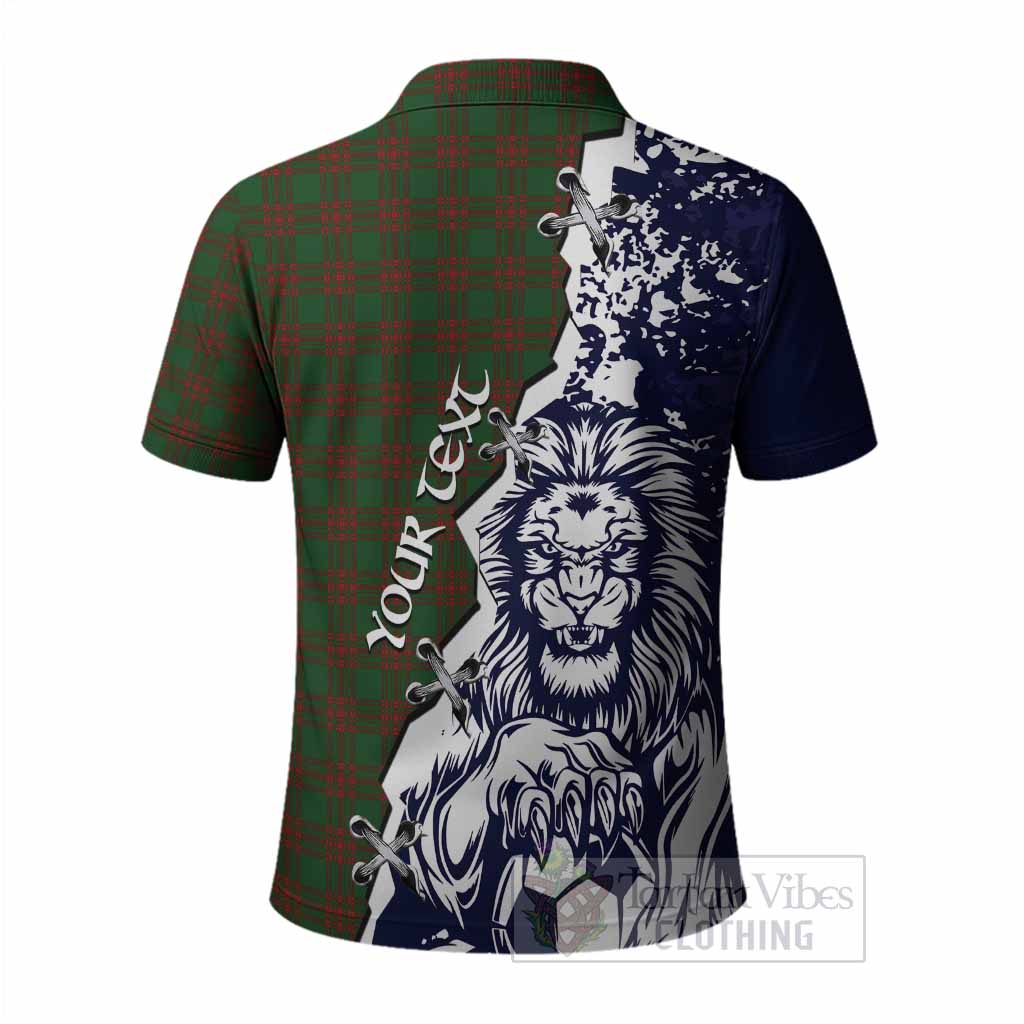 Menzies Tartan Scottish Polo Shirt Angry Lion With Soccer Ball Style