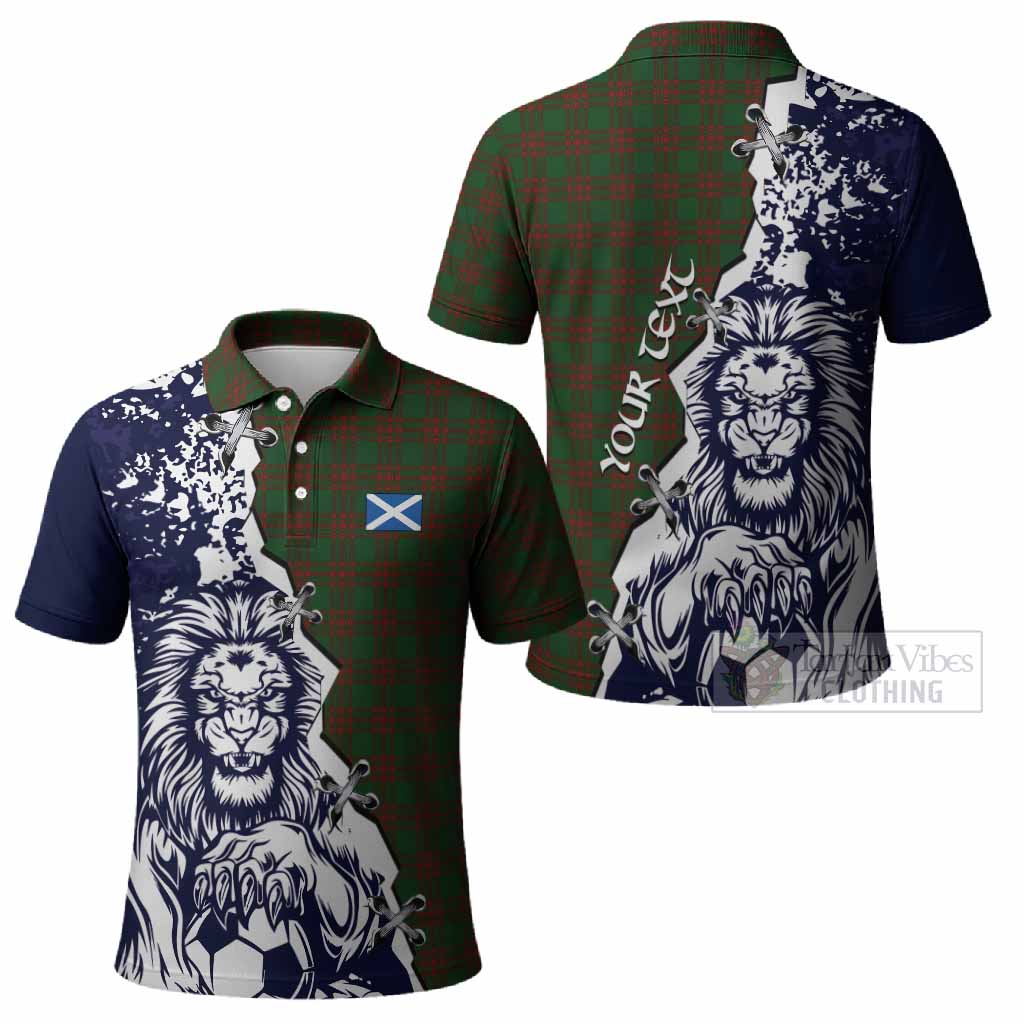 Menzies Tartan Scottish Polo Shirt Angry Lion With Soccer Ball Style