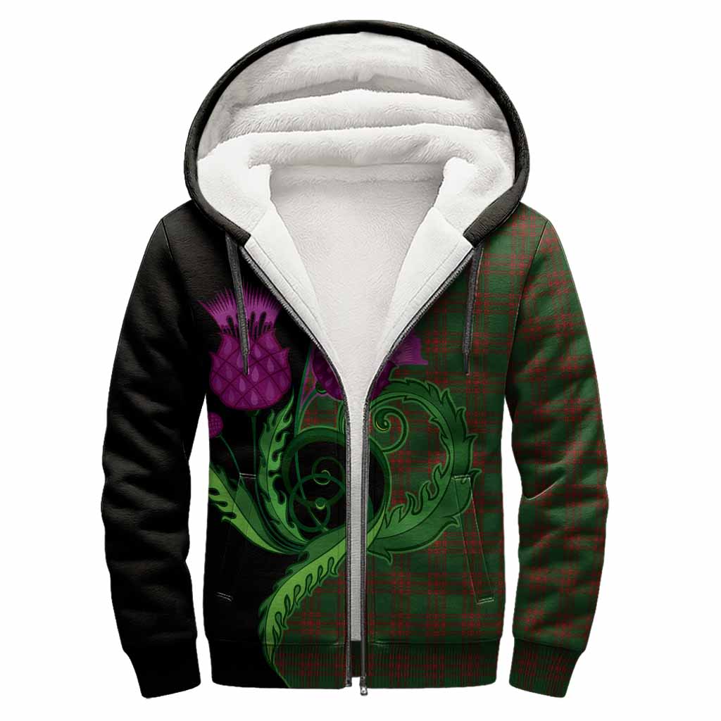 Menzies Tartan Sherpa Hoodie Traditional Scottish Thistle