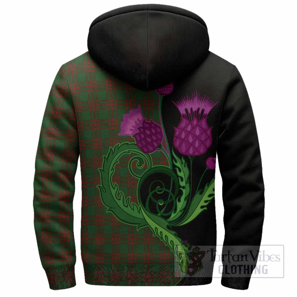 Menzies Tartan Sherpa Hoodie Traditional Scottish Thistle
