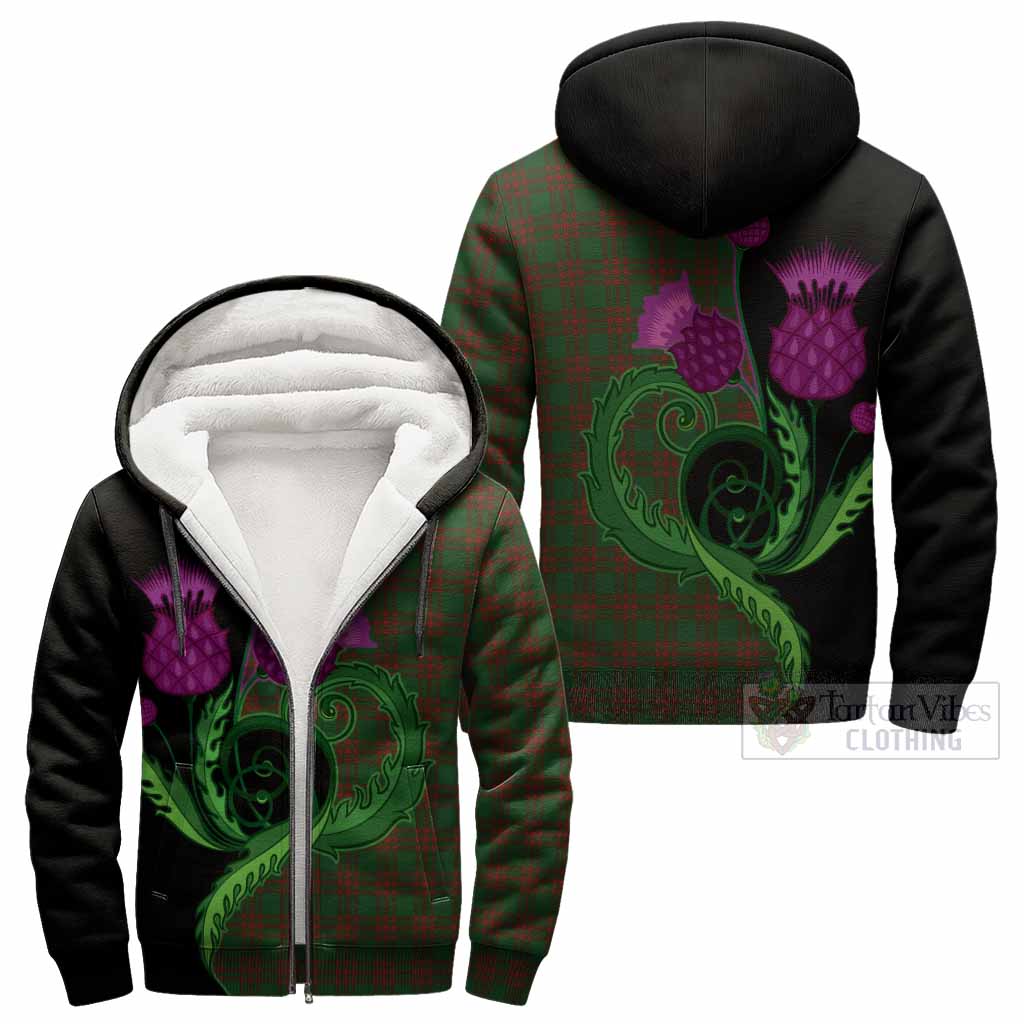 Menzies Tartan Sherpa Hoodie Traditional Scottish Thistle