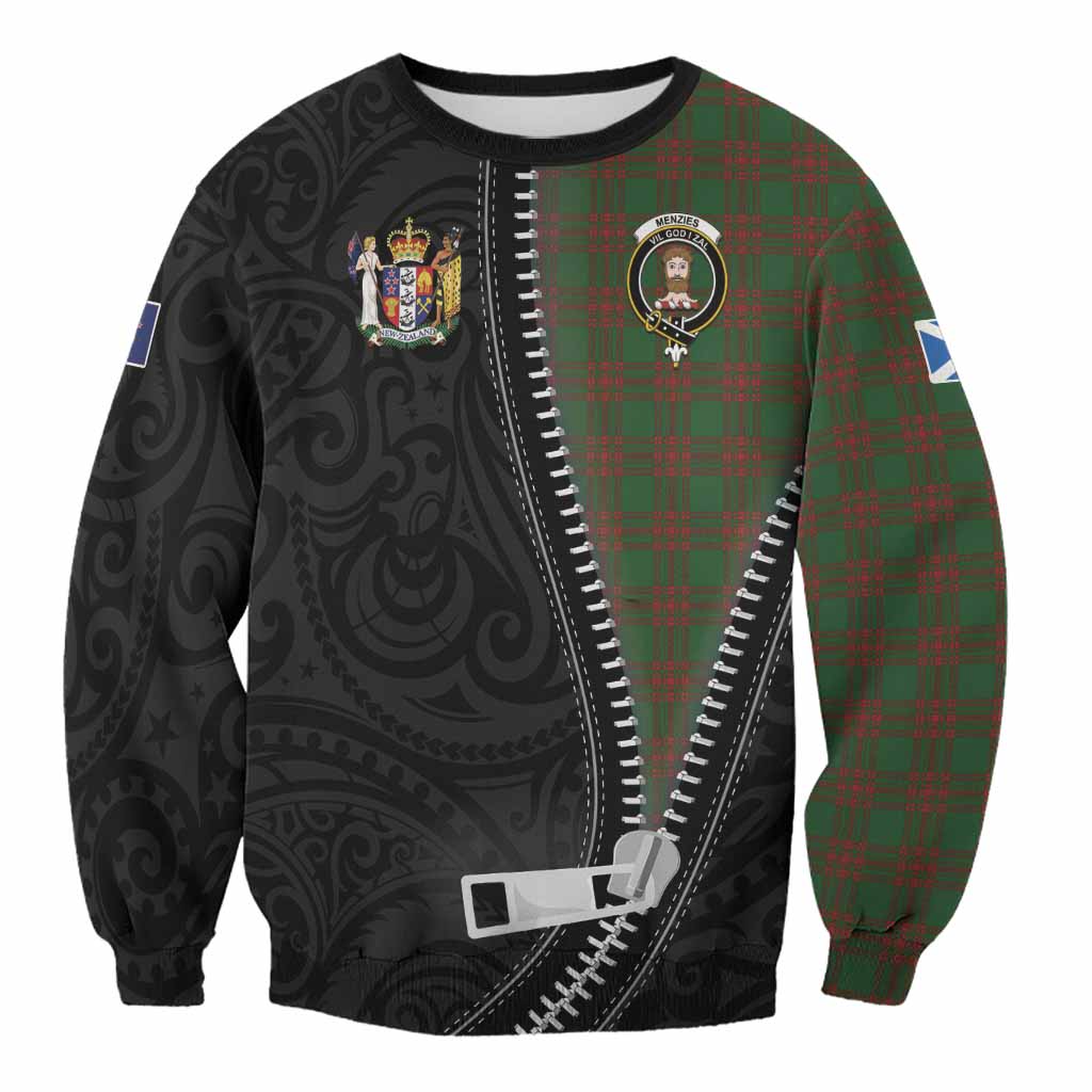 Menzies Tartan Sweatshirt New Zealand Pattern Unique Zipper Stylized