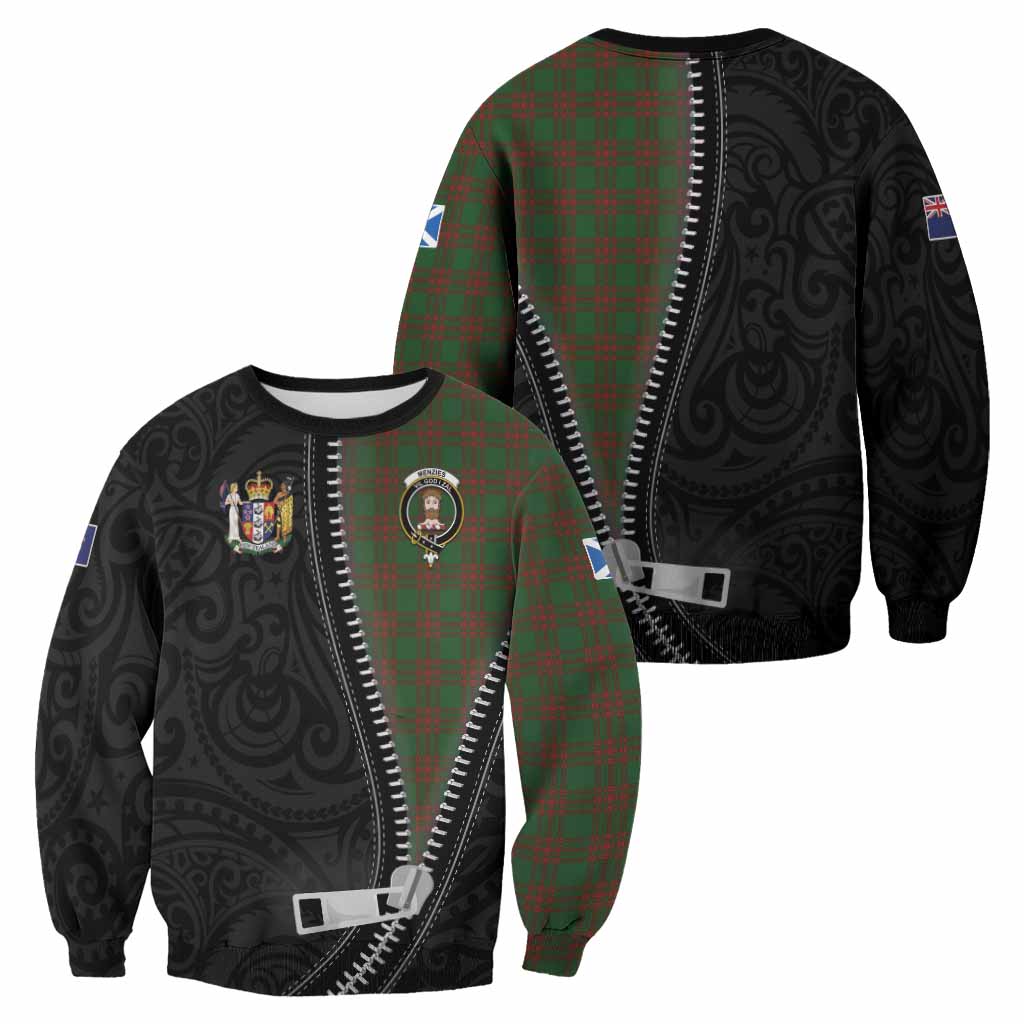 Menzies Tartan Sweatshirt New Zealand Pattern Unique Zipper Stylized