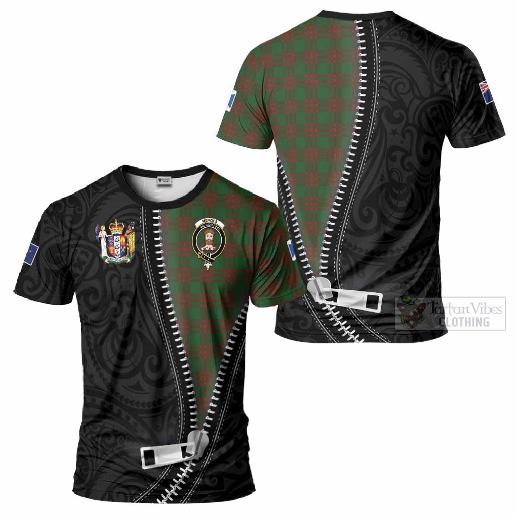 Menzies Tartan T-Shirt New Zealand Pattern Unique Zipper Stylized