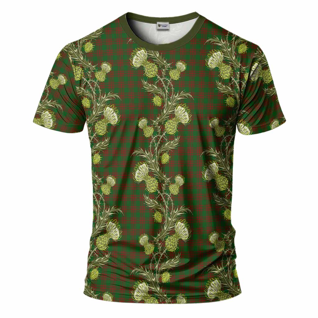 Menzies Tartan T-Shirt Seamless Scottish Thistle Flowers
