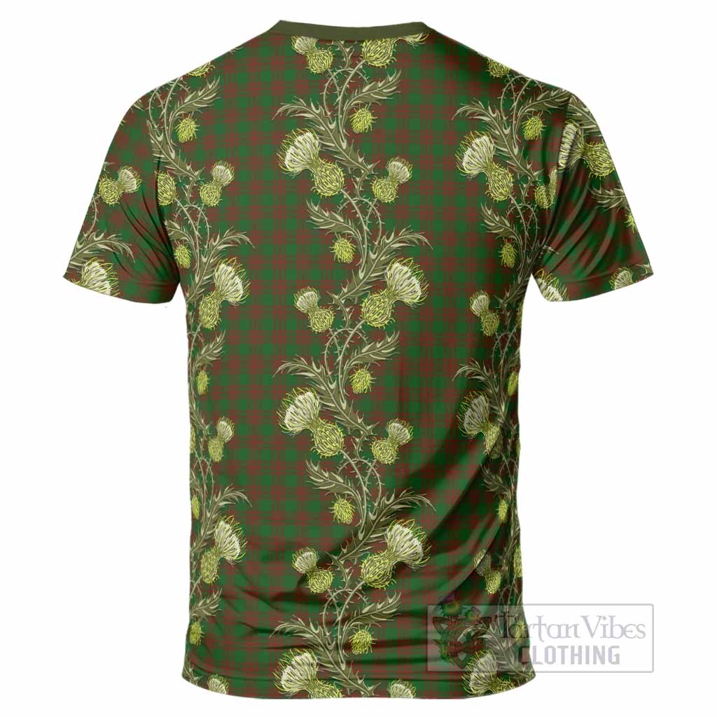 Menzies Tartan T-Shirt Seamless Scottish Thistle Flowers