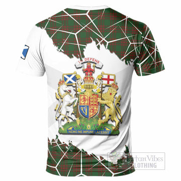 Menzies Tartan T-Shirt with Family Crest and Lion Rampant Grunge Style