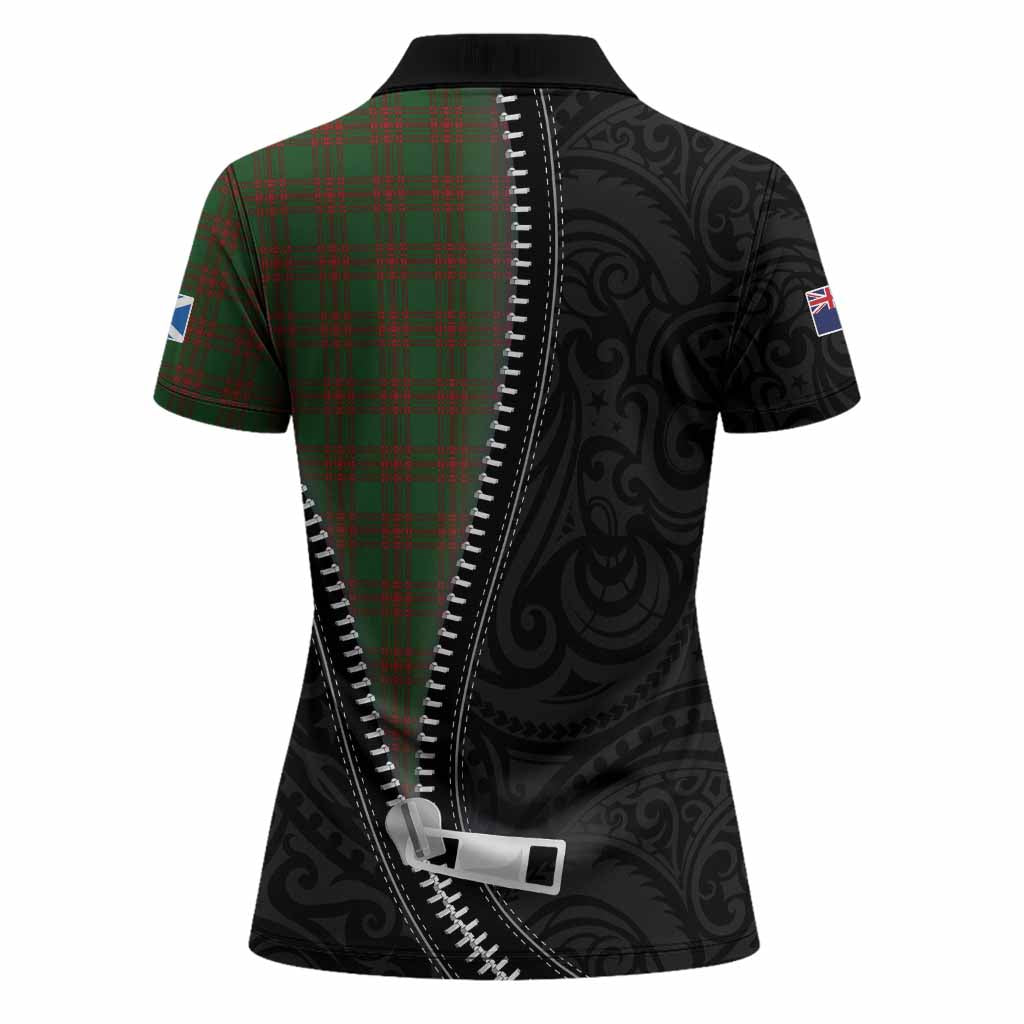 Menzies Tartan Women Polo Shirt New Zealand Pattern Unique Zipper Stylized