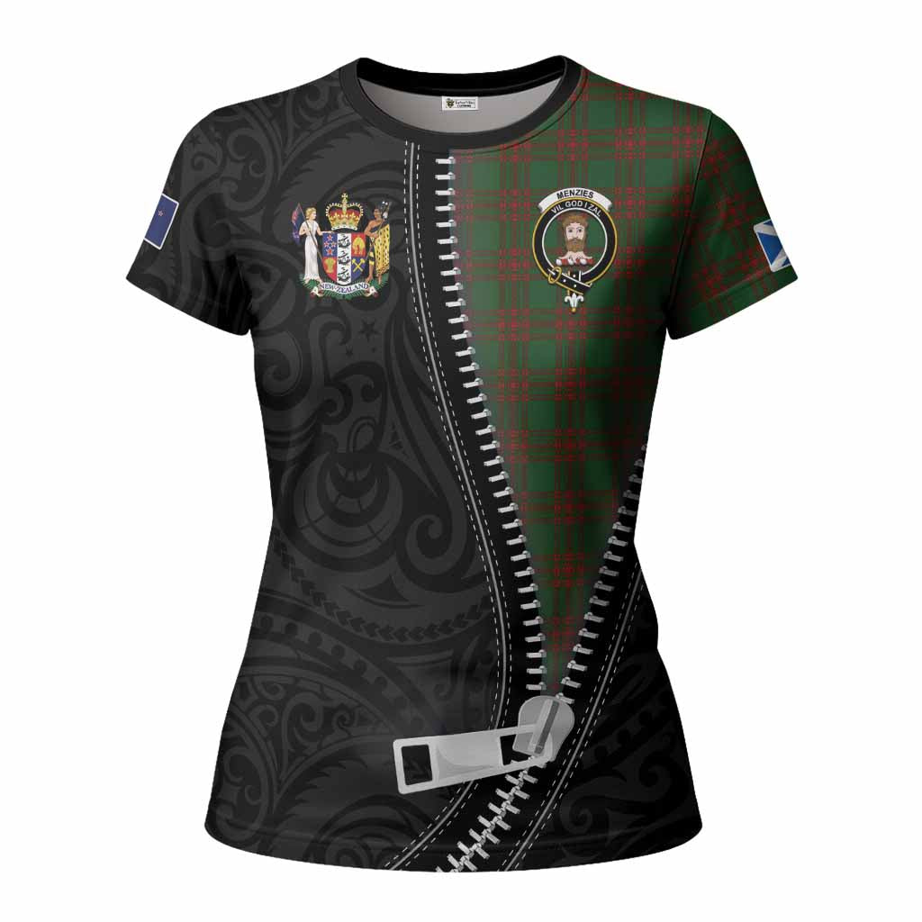 Menzies Tartan Women T shirt New Zealand Pattern Unique Zipper Stylized