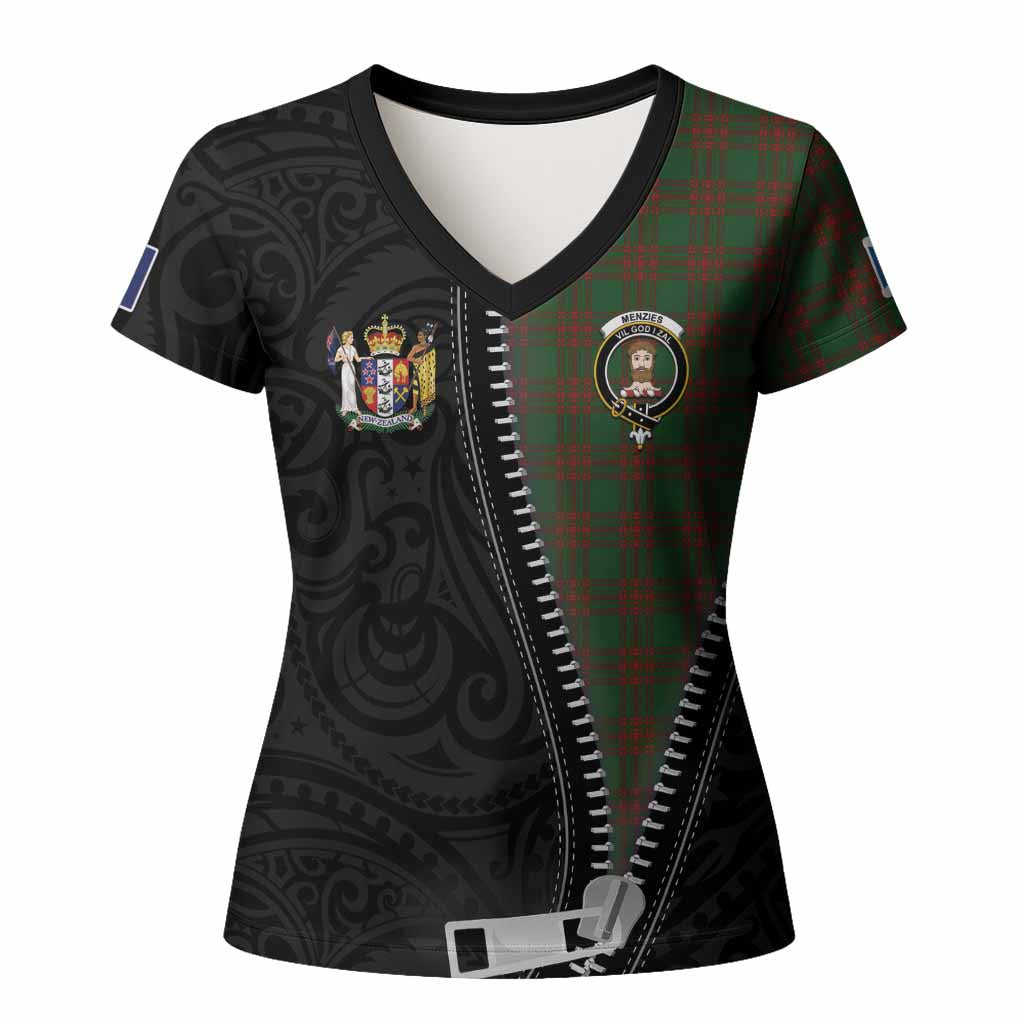 Menzies Tartan Women T shirt New Zealand Pattern Unique Zipper Stylized