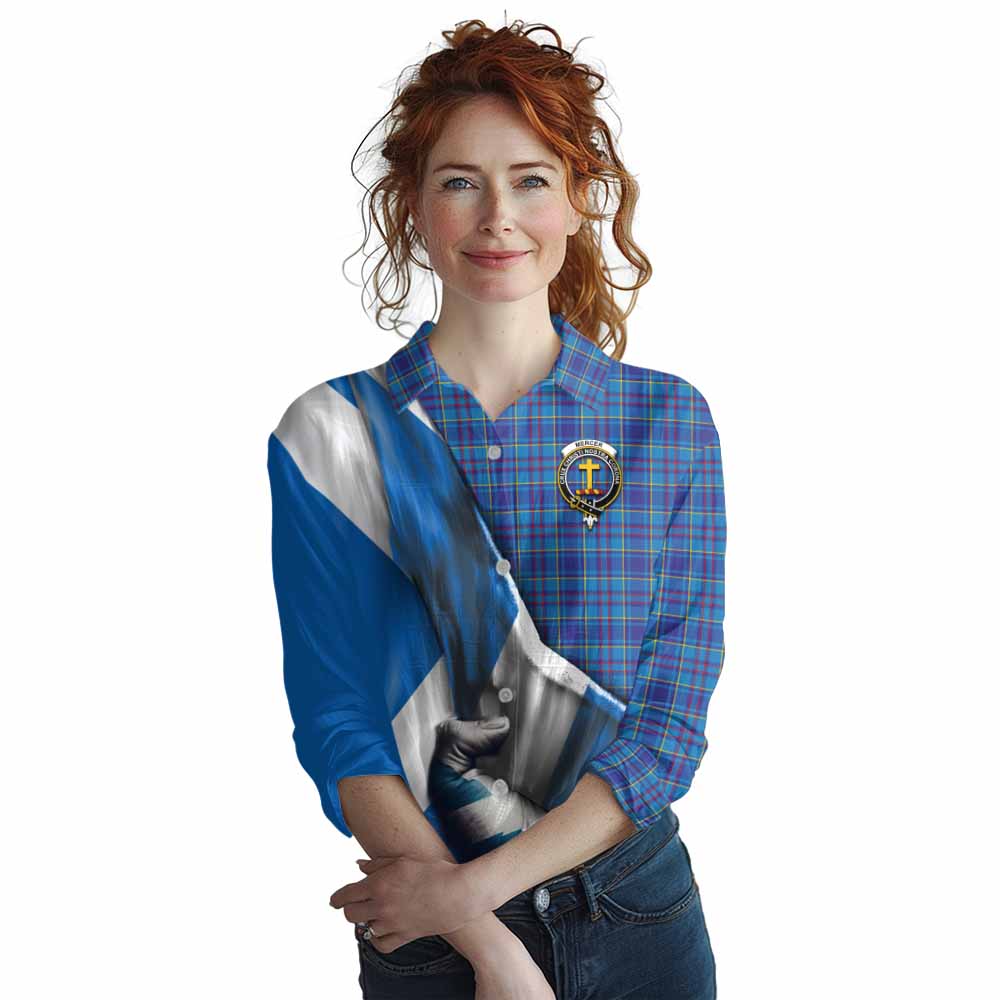 Tartan Vibes Clothing Mercer Tartan Women's Casual Shirt with Family Crest Scotland Patriotic Style