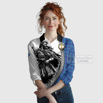Mercer Tartan Clan Crest Women's Casual Shirt with Highlander Warrior Celtic Style