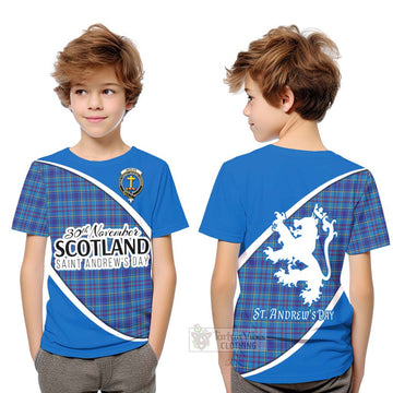 Tartan Vibes Clothing Mercer Family Crest Tartan Kid T-Shirt Celebrate Saint Andrew's Day in Style