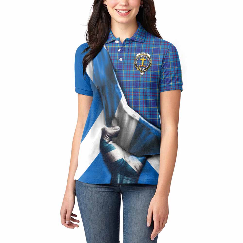 Tartan Vibes Clothing Mercer Tartan Women's Polo Shirt with Family Crest Scotland Patriotic Style