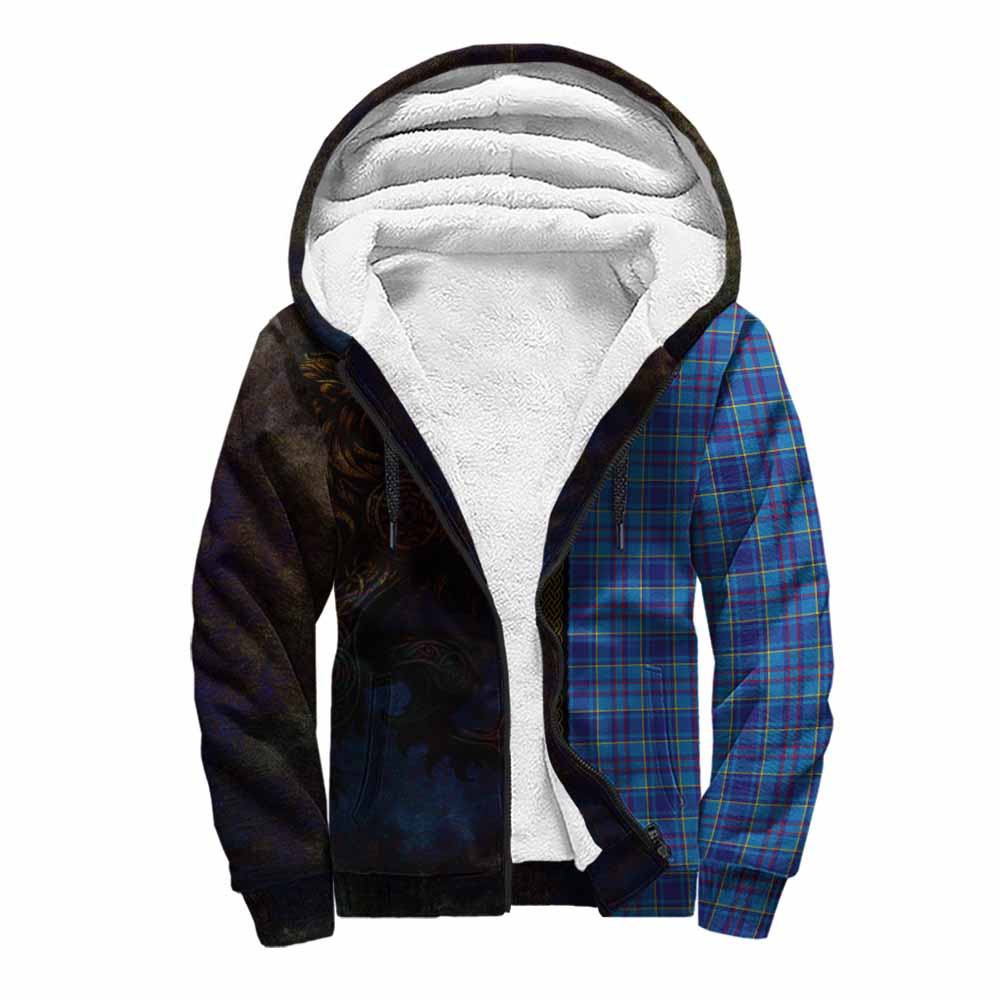 Tartan Vibes Clothing Mercer Tartan Family Crest Sherpa Hoodie Alba Gu Brath Be Brave Lion Ancient Style