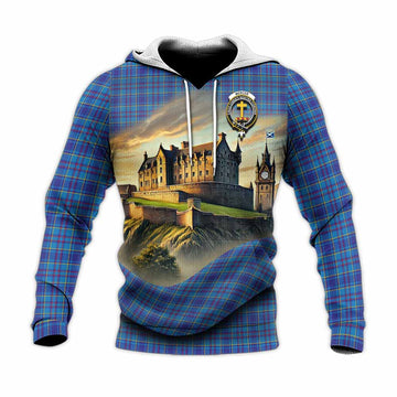 Tartan Vibes Clothing Mercer Tartan Family Crest Knitted Hoodie with Scottish Ancient Castle Style