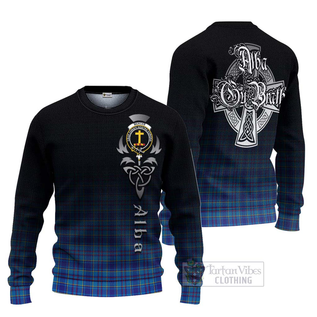 Tartan Vibes Clothing Mercer Tartan Knitted Sweater Featuring Alba Gu Brath Family Crest Celtic Inspired