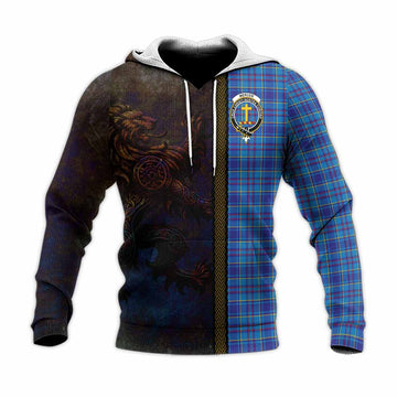 Tartan Vibes Clothing Mercer Tartan Family Crest Knitted Hoodie Alba Gu Brath Be Brave Lion Ancient Style