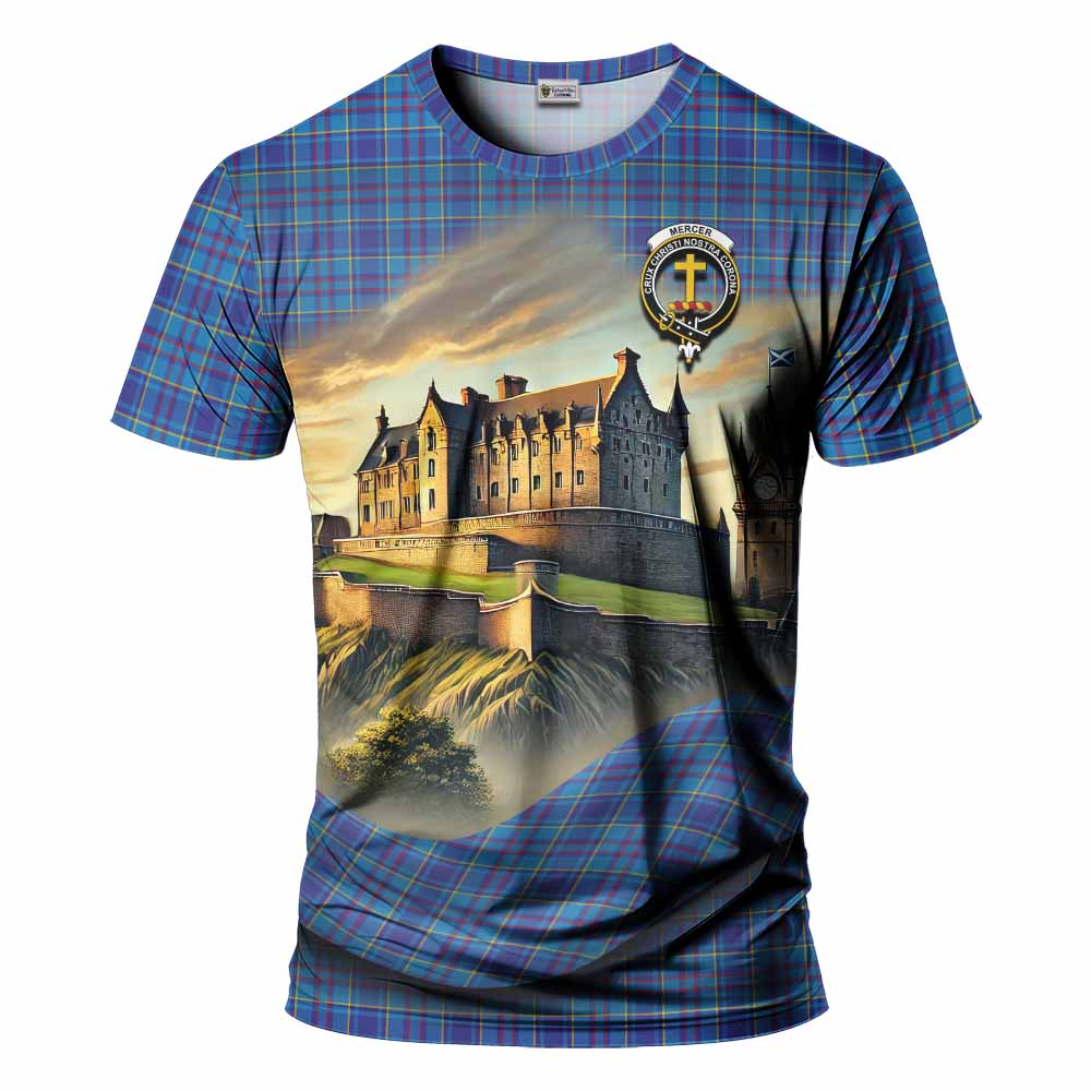 Tartan Vibes Clothing Mercer Tartan Family Crest T-Shirt with Scottish Ancient Castle Stype