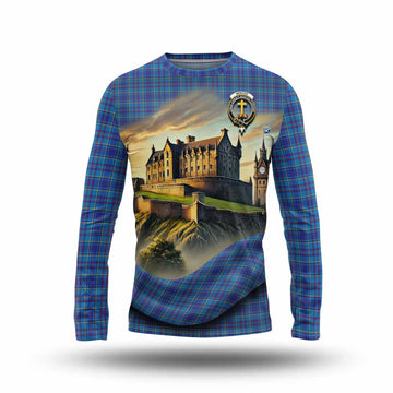 Tartan Vibes Clothing Mercer Tartan Family Crest Long Sleeve T-Shirt with Scottish Ancient Castle Style